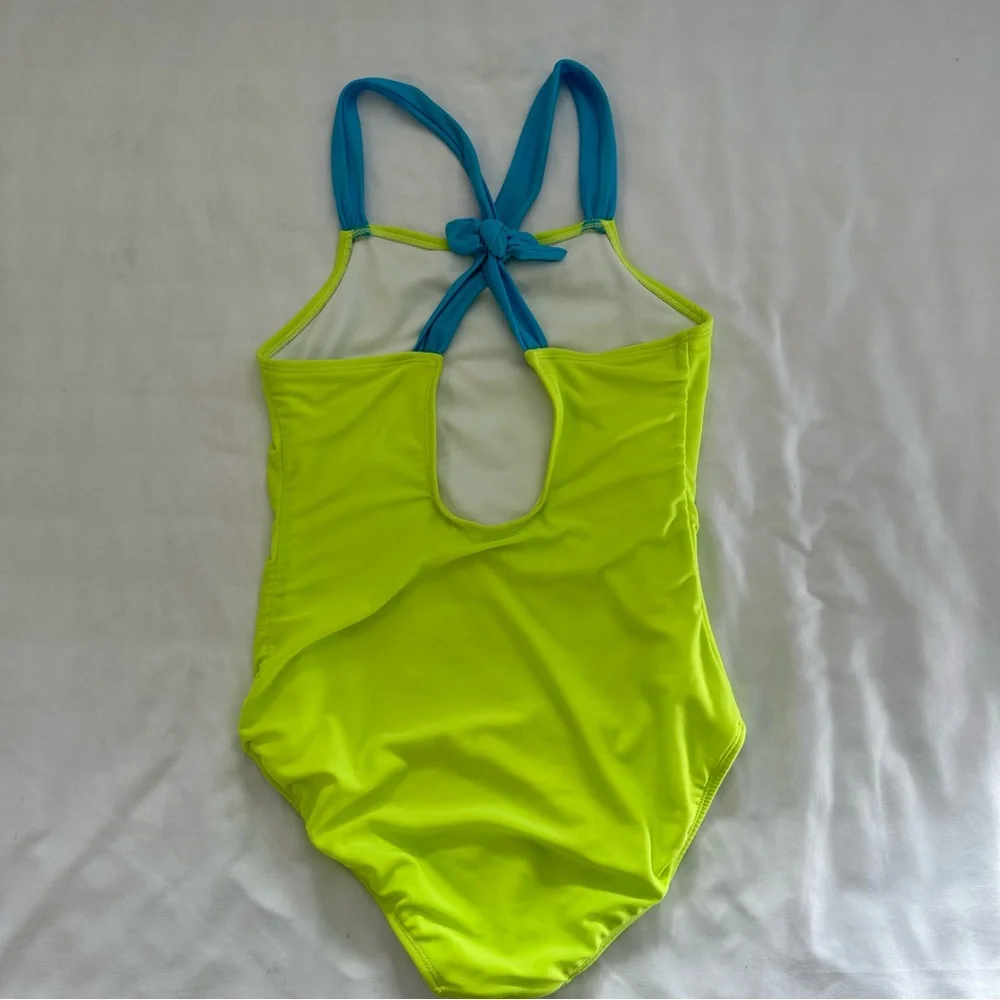 Cat & Jack Neon Yellow and Blue Kids One Piece Swimsuit